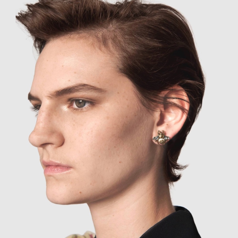 Gucci Bee earrings / Stud with crystals - Picture 1 of 8